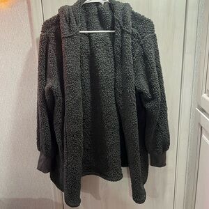 Fuzzy jacket with hood